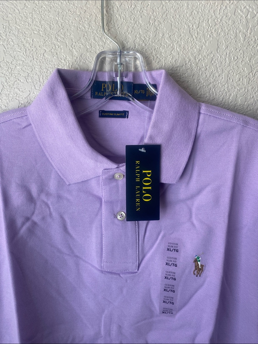 POLO RALPH LAUREN  T SHIRT LIGTH PURPLE 100%. COTTON XLARGE CUSTOM SLIM FIT - Picture 3 of 4